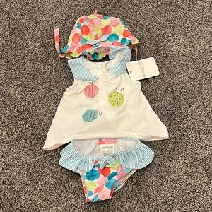 Mayoral 3 piece swimwear NWT swim bottoms and sun hat 4-6 months